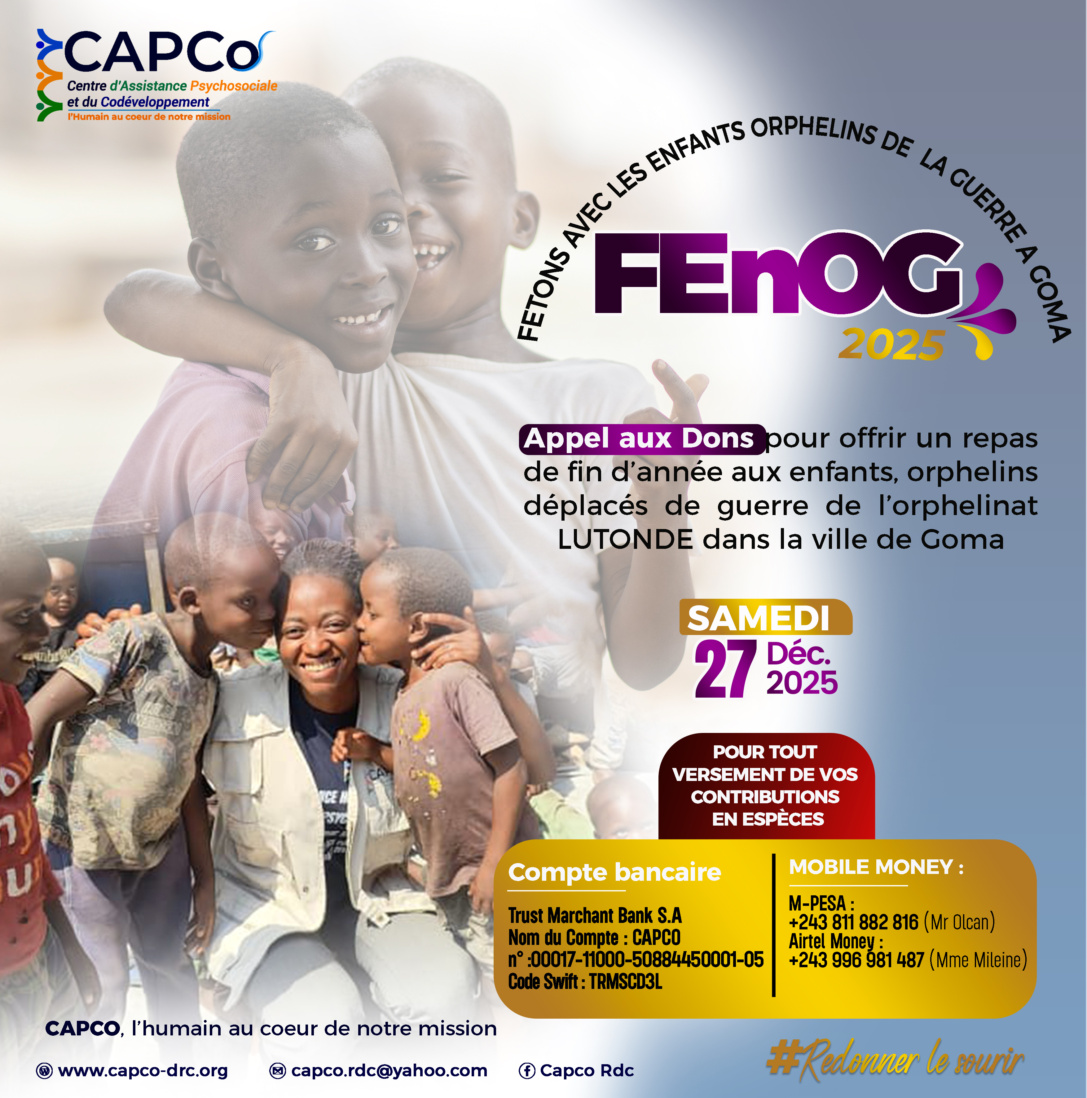 Fêtons la fin de l'année avec les orphelins de guerre à Goma